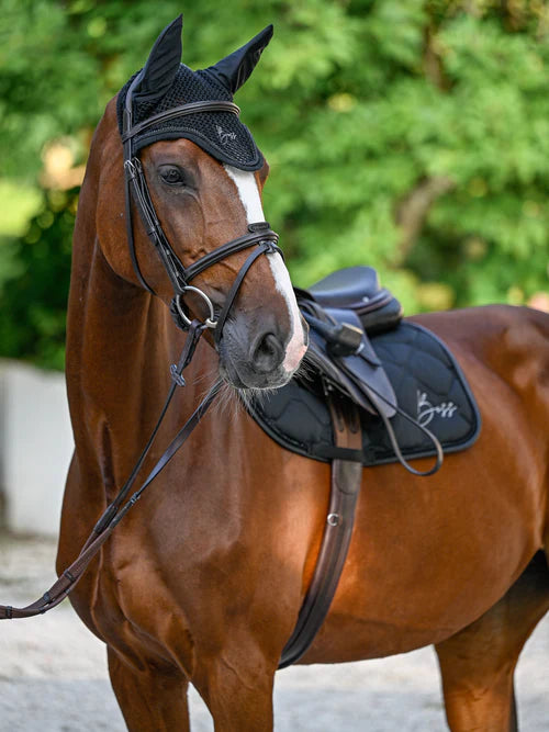JUMP SADDLE PAD GLITTER & EAR VEIL BLACK